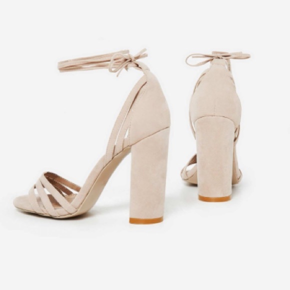 Shoes - ✋SOLD Nude faux suede heels